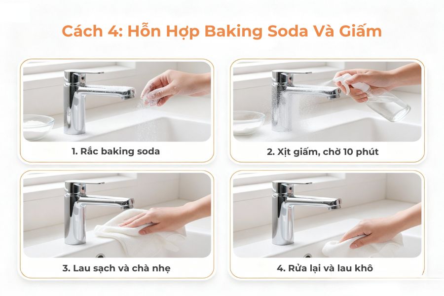 Sử dụng hỗn hợp baking soda và giấm.