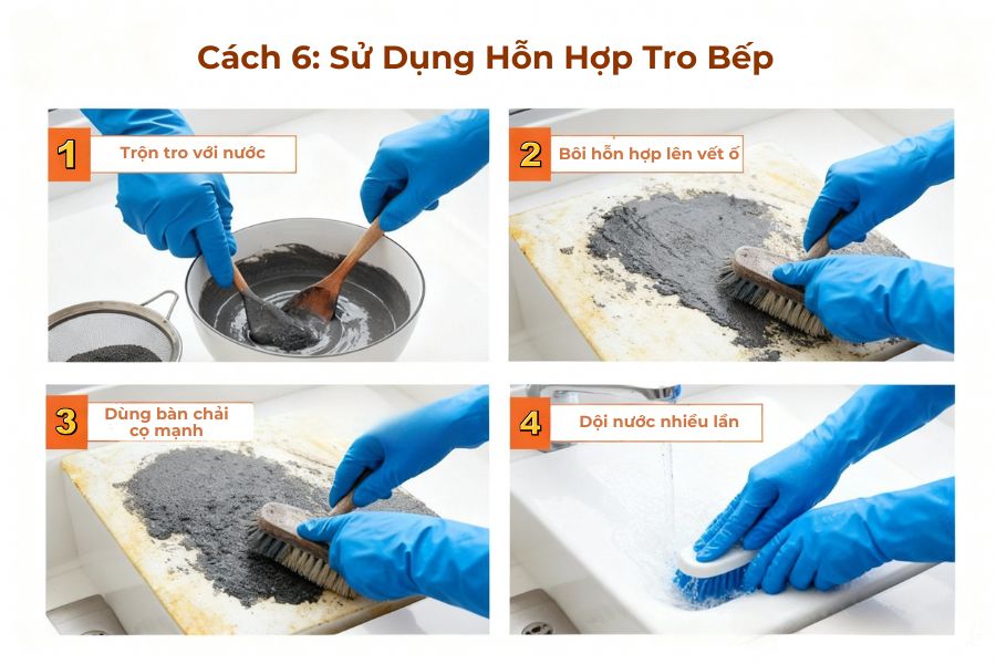 Sử dụng hỗn hợp tro bếp và nước.