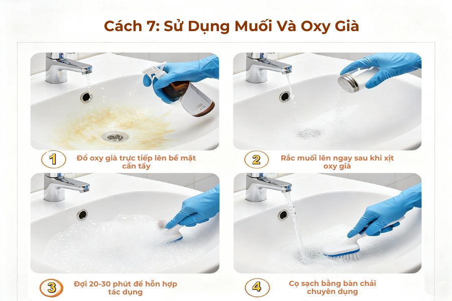 Sử dụng muối kết hợp oxy già.