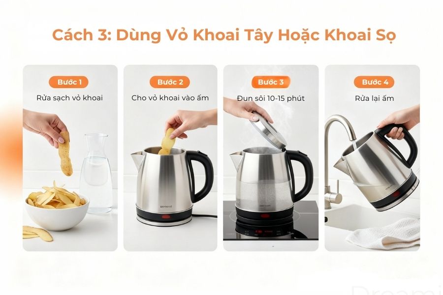 Sử dụng vỏ khoai tây hoặc khoai sọ.