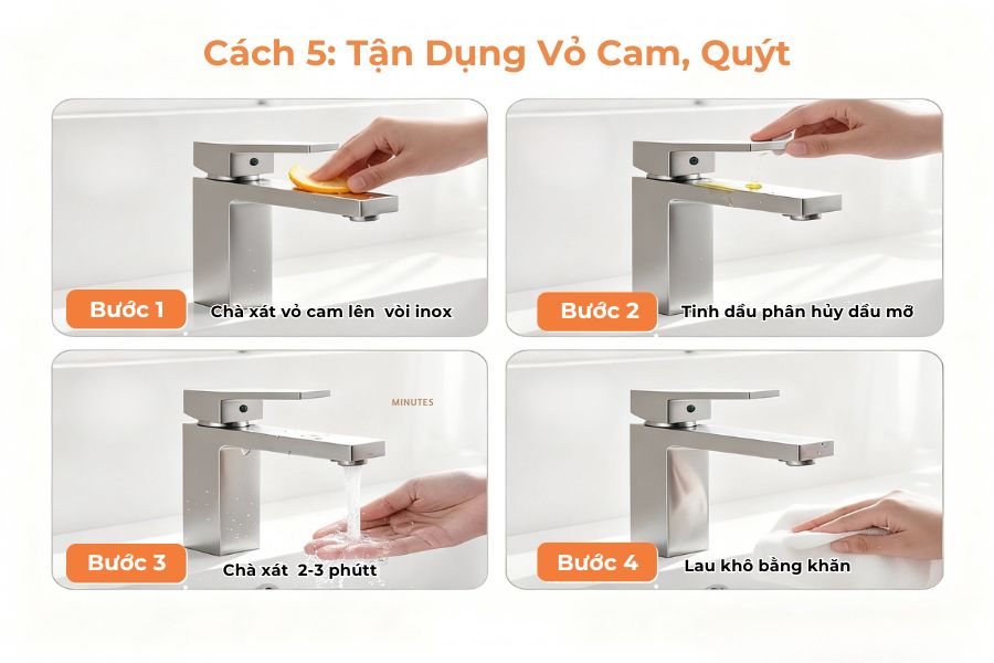 Tận dụng vỏ cam, quýt để làm sạch.