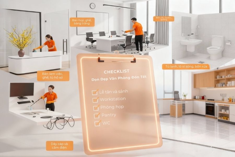 Checklist dọn dẹp văn phòng đón Tết.