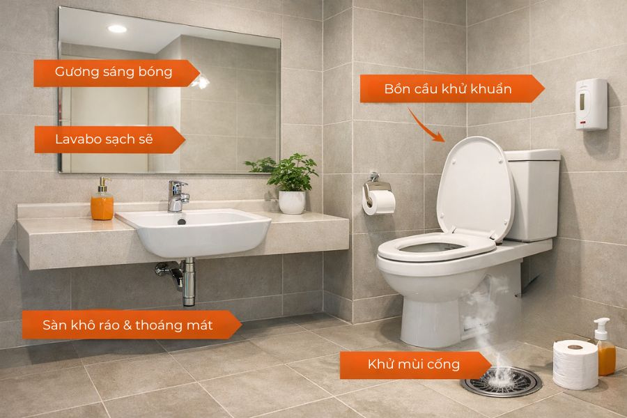 Checklist nhà vệ sinh sạch đạt chuẩn.