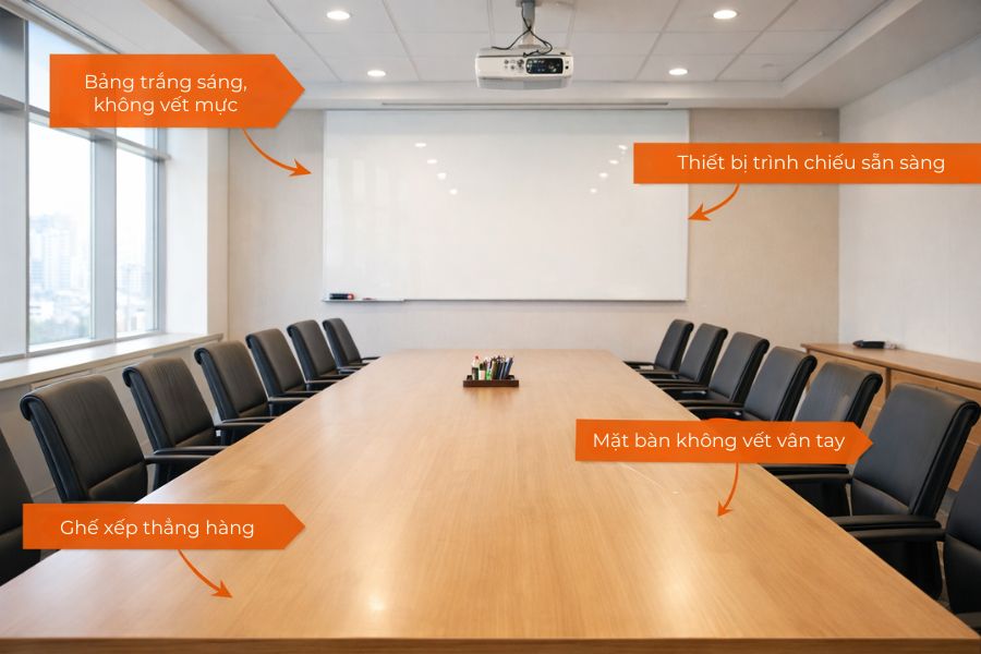 Checklist phòng họp đạt chuẩn sạch.