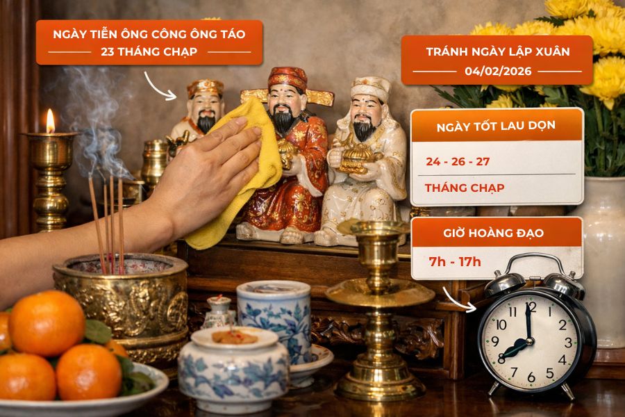 Thời điểm thích hợp để lau bàn thờ ngày Tết.