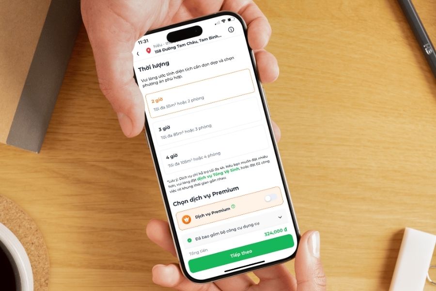 Tùy chọn gói thời gian và tiện ích mở rộng.