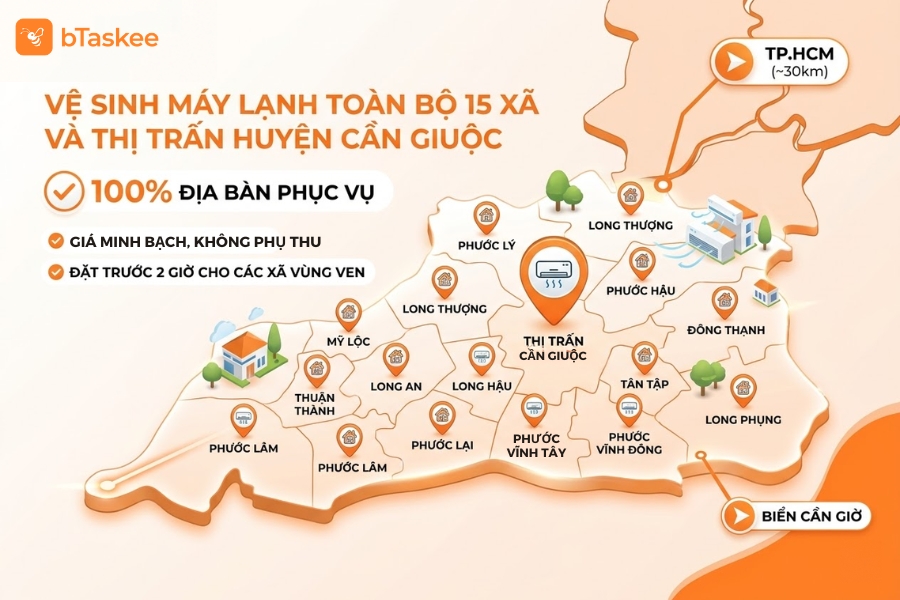 bTaskee cung cấp dịch vụ toàn huyện Cần Giuộc, Long An.