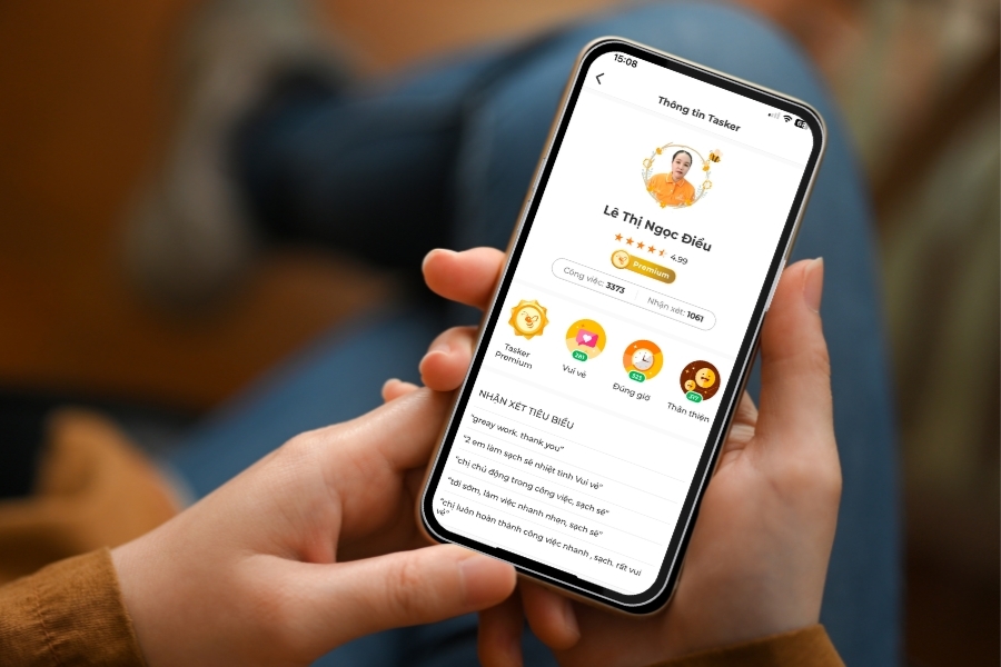 Mọi thông tin, đánh giá và nhận xét về Tasker được hiển thị rõ ràng minh bạch.